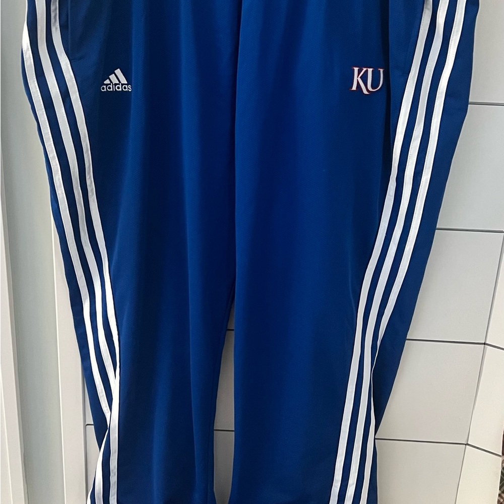 Adidas Men’s Kansa Jayhawks Pants w/ White Stripes (various colors/styles avail)